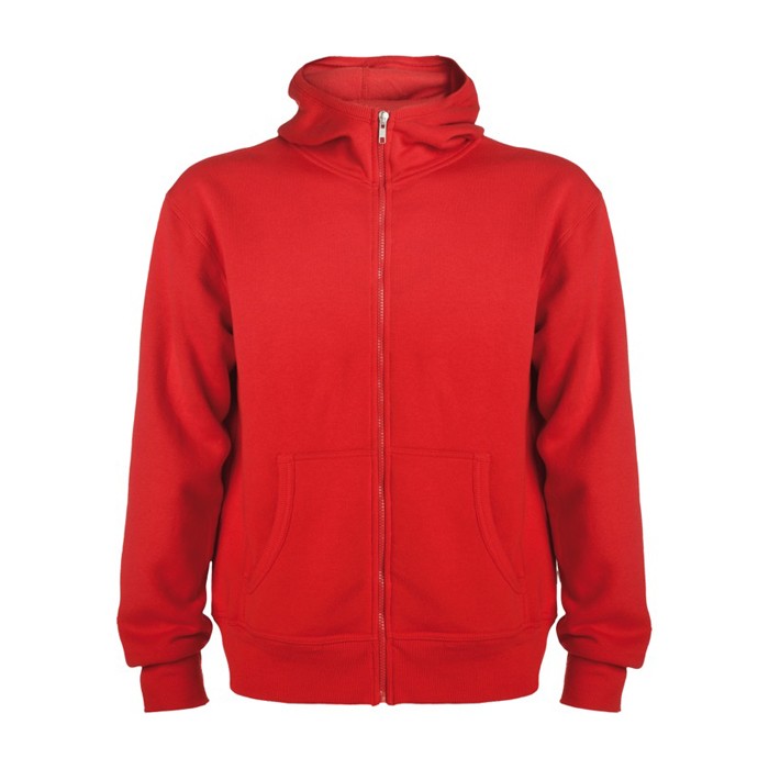 Sudadera de algodón y poliéster con capucha 280 g/m2 Roly Direct Montblanc color rojo segunda vista