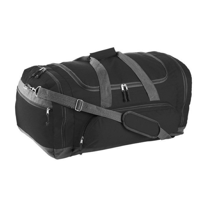 Bolsa deportiva con diversos bolsillos color negro tercera vista