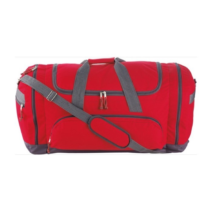 Bolsa deportiva con diversos bolsillos color rojo primera vista