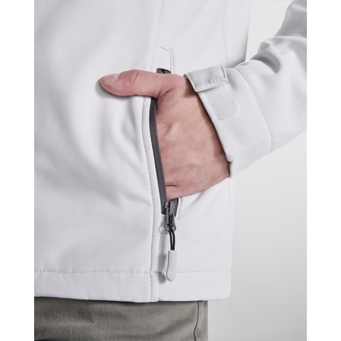 Chaqueta softshell con elastano y cremallera 300 g/m2 Roly Direct Antartida color blanco roto vista detalle 2