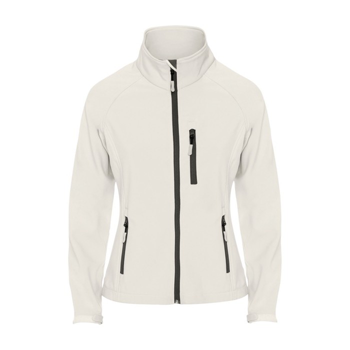 Chaqueta softshell con elastano para mujer 300 g/m2 Roly Direct Antartida color blanco roto segunda vista