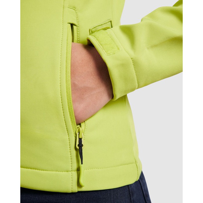 Chaqueta softshell con elastano para mujer 300 g/m2 Roly Direct Nebraska color verde lima vista detalle 1