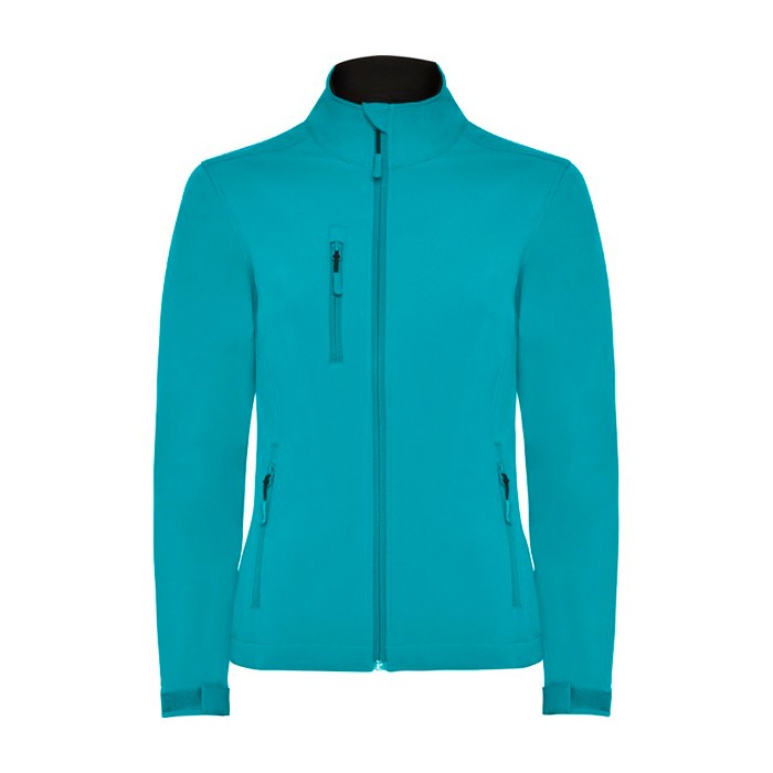 Chaqueta softshell con elastano para mujer 300 g/m2 Roly Direct Nebraska color aguamarina segunda vista