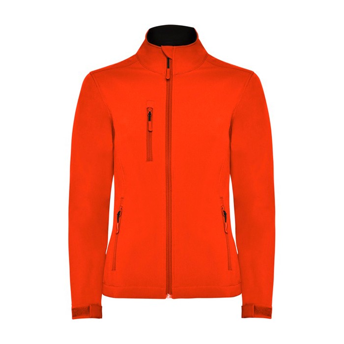 Chaqueta softshell con elastano para mujer 300 g/m2 Roly Direct Nebraska color naranja oscuro segunda vista