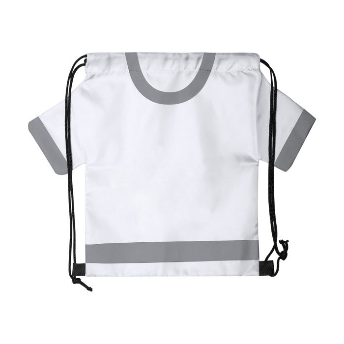 Bolsa saco con forma de camiseta color blanco Bolsa saco con forma de camiseta color blanco