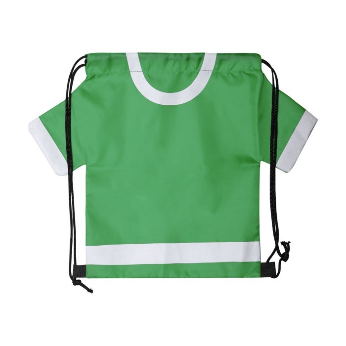Bolsa saco con forma de camiseta color verde Bolsa saco con forma de camiseta color verde