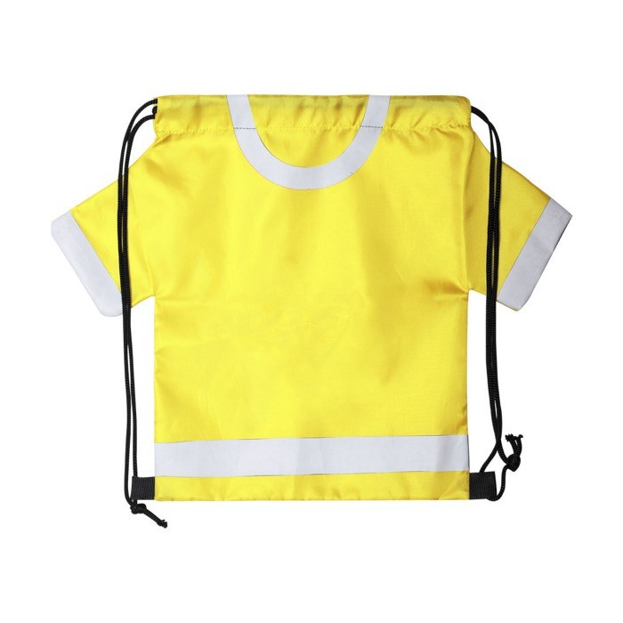 Bolsa saco con forma de camiseta color amarillo Bolsa saco con forma de camiseta color amarillo