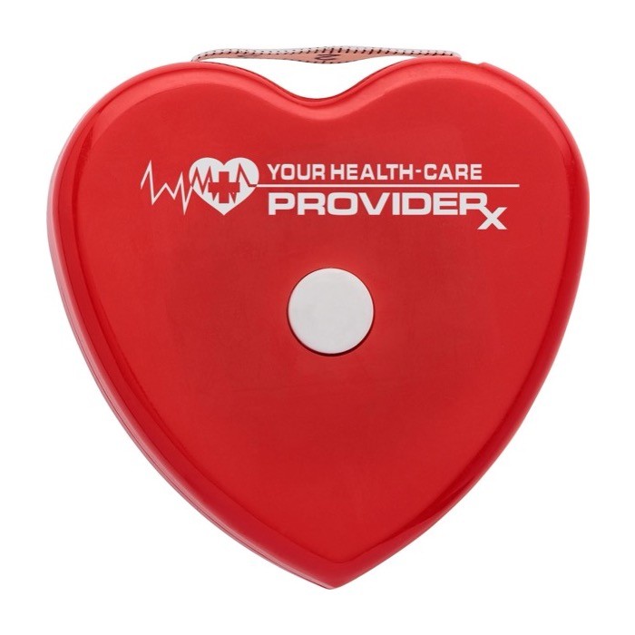 Cinta métrica de plástico en forma de corazón con botón de freno 1.5M color rojo primera vista