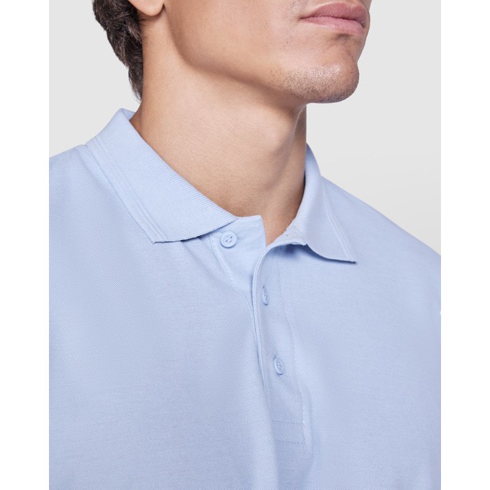 Polo de manga corta en punto piqué 220 g/m2 Roly Direct Pegaso Premium color blanco vista detalle 1