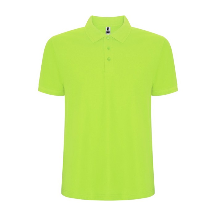 Polo de manga corta en punto piqué 220 g/m2 Roly Direct Pegaso Premium color verde fluorescente segunda vista