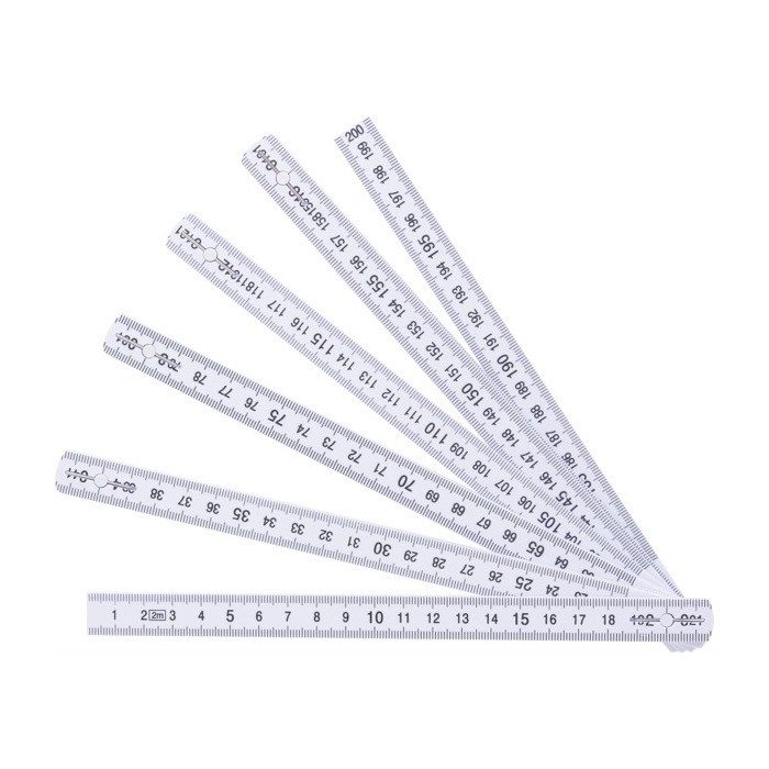 Regla plegable de plástico con escala en centímetros 2M color blanco primera vista
