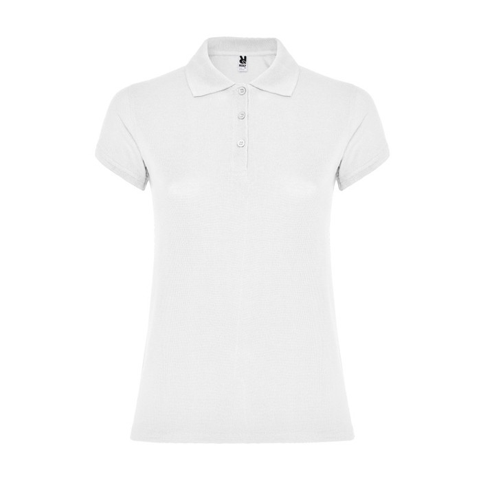 Polo de algodón en punto piqué para mujer 200 g/m2 Roly Direct Star color blanco segunda vista
