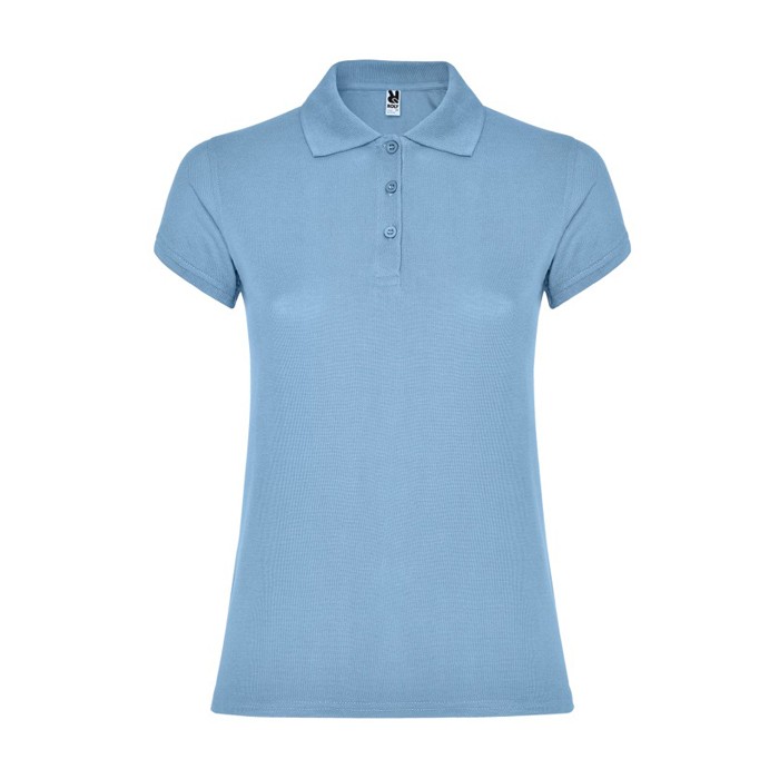 Polo de algodón en punto piqué para mujer 200 g/m2 Roly Direct Star color azul claro segunda vista