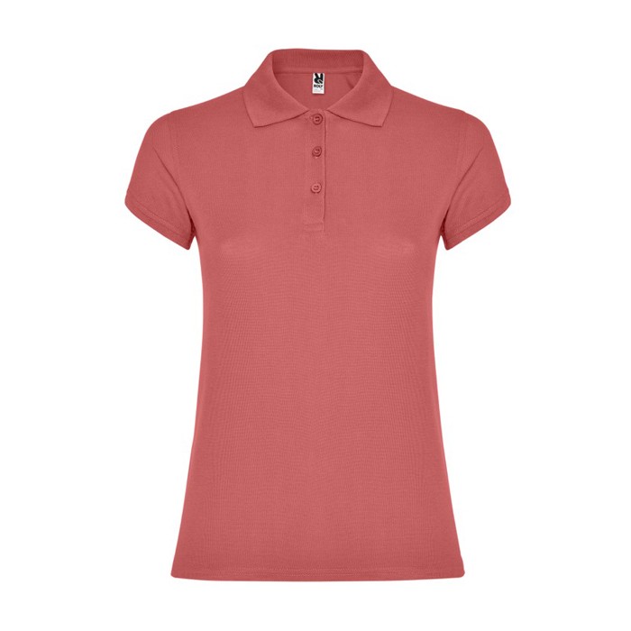 Polo de algodón en punto piqué para mujer 200 g/m2 Roly Direct Star color salmón segunda vista