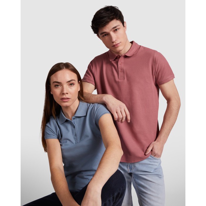 Polo de algodón en punto piqué para mujer 200 g/m2 Roly Direct Star color turquesa tercera vista de uso