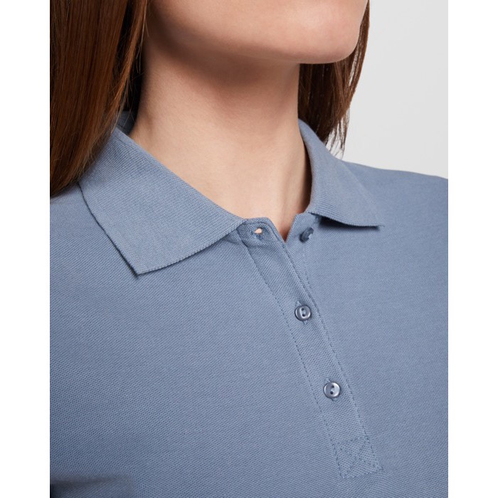 Polo de algodón en punto piqué para mujer 200 g/m2 Roly Direct Star color turquesa vista detalle 1
