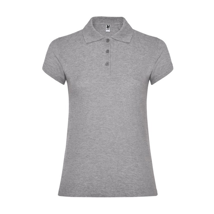 Polo de algodón en punto piqué para mujer 200 g/m2 Roly Direct Star color gris claro segunda vista