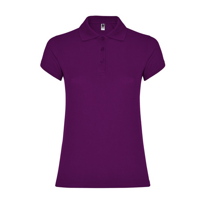 Polo de algodón en punto piqué para mujer 200 g/m2 Roly Direct Star color morado segunda vista