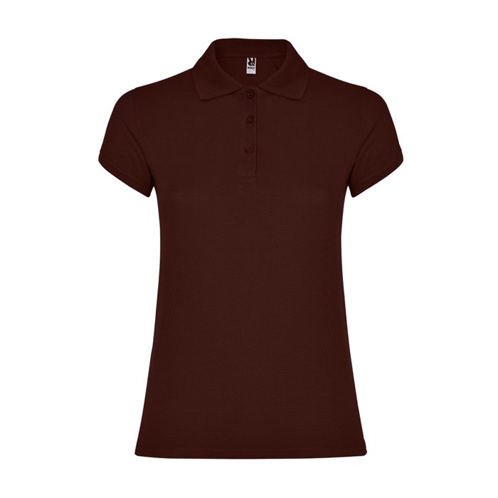 Polo de algodón en punto piqué para mujer 200 g/m2 Roly Direct Star color marrón oscuro segunda vista