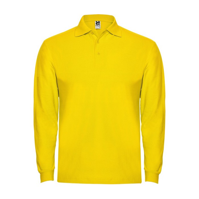 Polo de algodón de manga larga con puños canalé 220 g/m2 Roly Direct Estrella color amarillo segunda vista