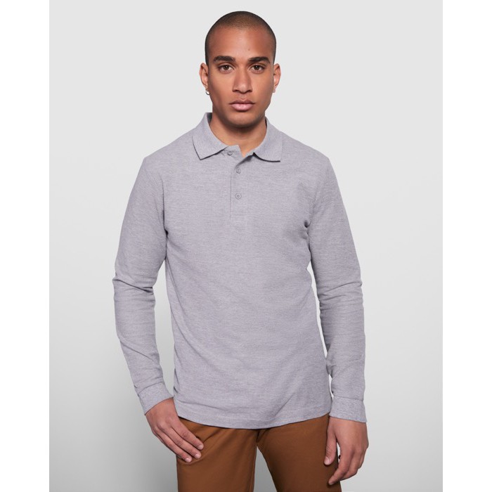 Polo de algodón de manga larga con puños canalé 220 g/m2 Roly Direct Estrella color azul marino primera vista de uso