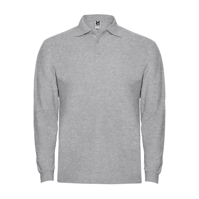 Polo de algodón de manga larga con puños canalé 220 g/m2 Roly Direct Estrella color gris claro segunda vista