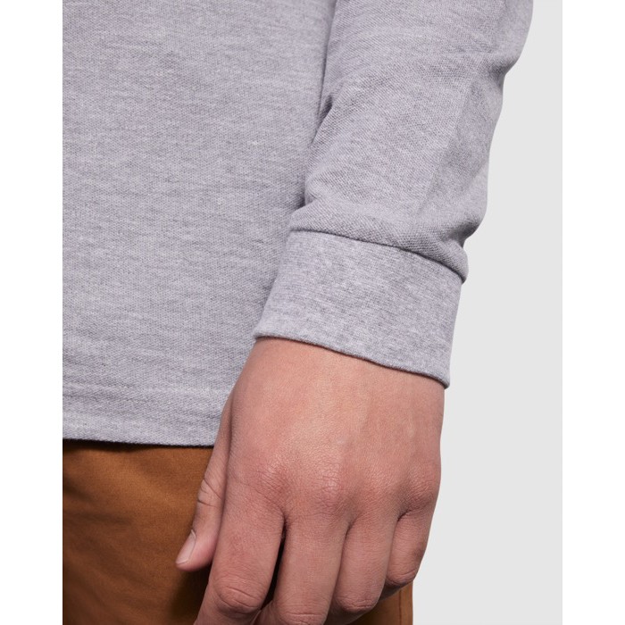 Polo de algodón de manga larga con puños canalé 220 g/m2 Roly Direct Estrella color azul marino vista detalle 2