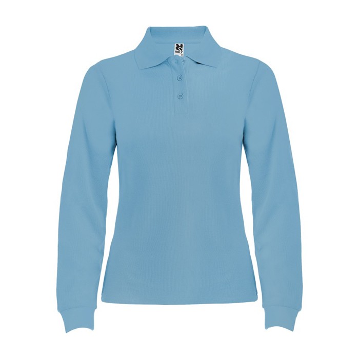 Polo de algodón de manga larga para mujer 220 g/m2 Roly Direct Estrella color azul claro segunda vista