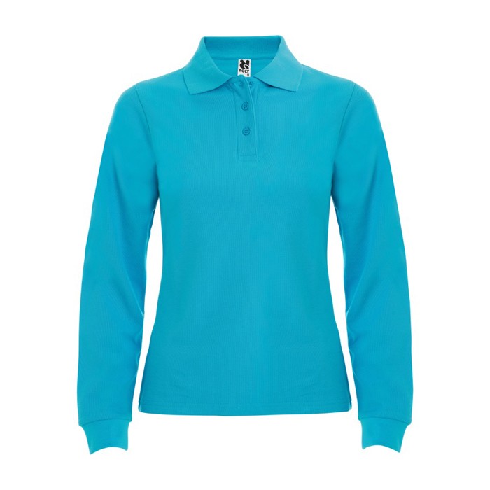 Polo de algodón de manga larga para mujer 220 g/m2 Roly Direct Estrella color turquesa segunda vista