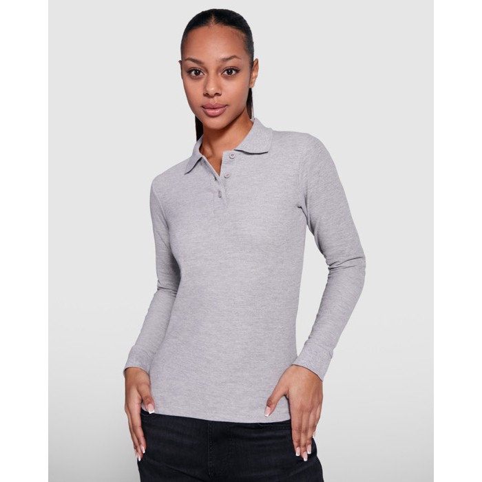 Polo de algodón de manga larga para mujer 220 g/m2 Roly Direct Estrella color azul marino primera vista de uso