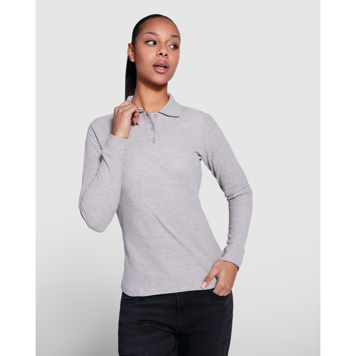 Polo de algodón de manga larga para mujer 220 g/m2 Roly Direct Estrella color azul marino cuarta vista de uso