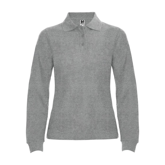 Polo de algodón de manga larga para mujer 220 g/m2 Roly Direct Estrella color gris claro segunda vista