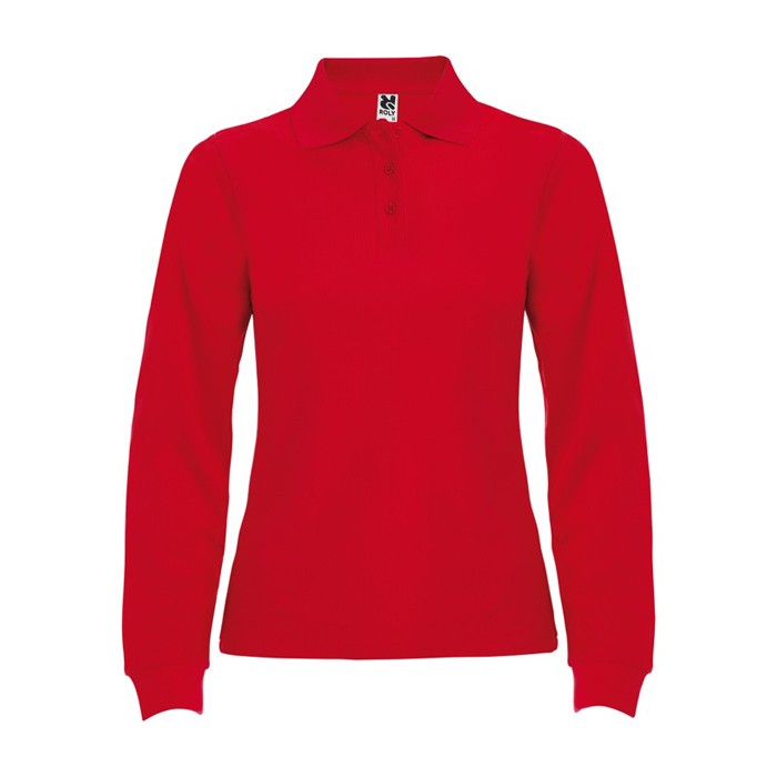 Polo de algodón de manga larga para mujer 220 g/m2 Roly Direct Estrella color rojo segunda vista