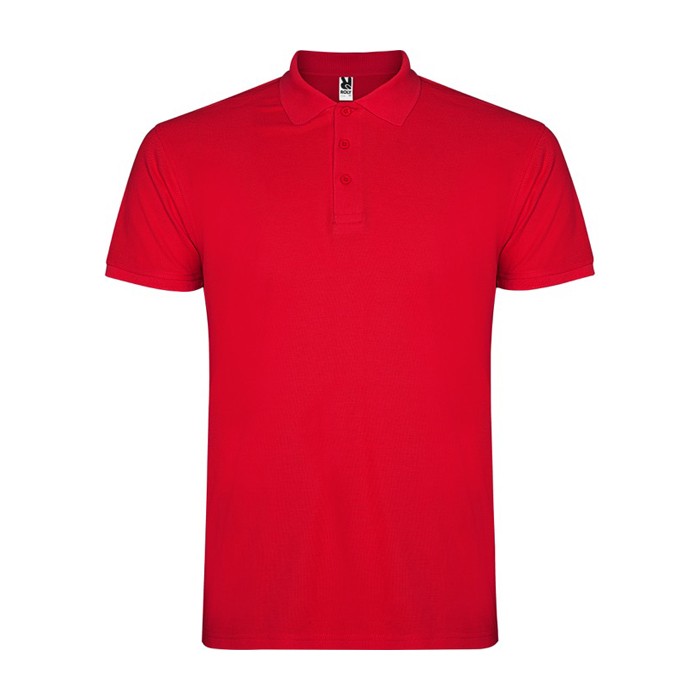 Polo de hombre de algodón punto piqué de hombre 200 g/m2 Roly Direct Star color rojo segunda vista