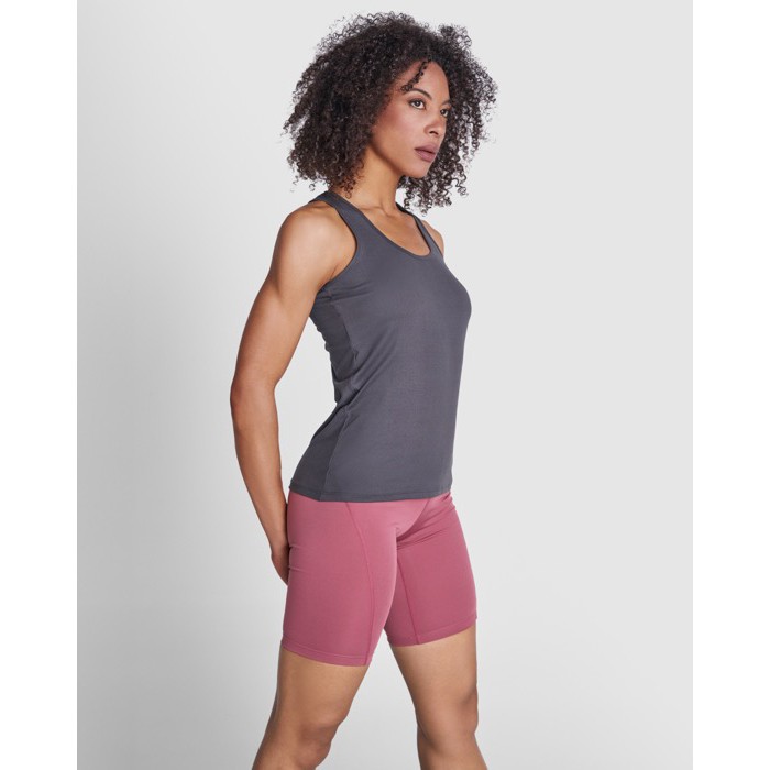 Camiseta técnica slim de tirantes con elastano 160 g/m2 Roly Direct Aida color turquesa cuarta vista de uso