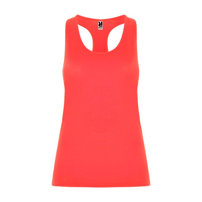 Camiseta técnica slim de tirantes con elastano 160 g/m2 Roly Direct Aida color coral segunda vista