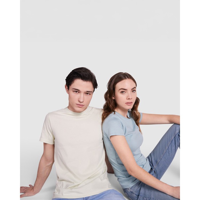 Camiseta de algodón de manga corta 190 g/m2 Roly Direct Stafford color turquesa tercera vista de uso