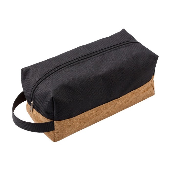 Neceser de poliéster y corcho color negro cuarta vista