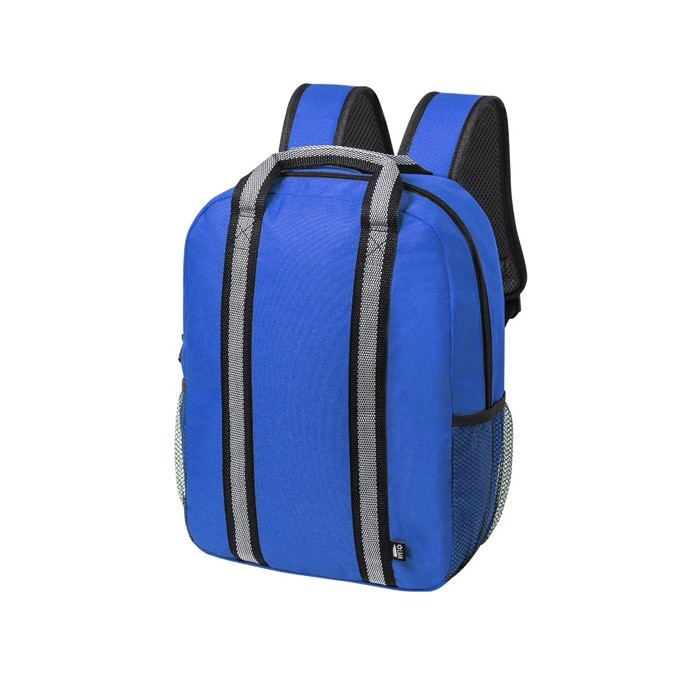 Mochila reciclada con tiras reflectantes color azul