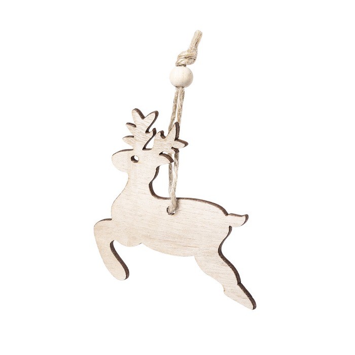 Set de adornos navideños de madera color madera clara tercera vista