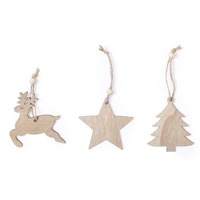 Set de adornos navideños de madera color madera clara vista principal