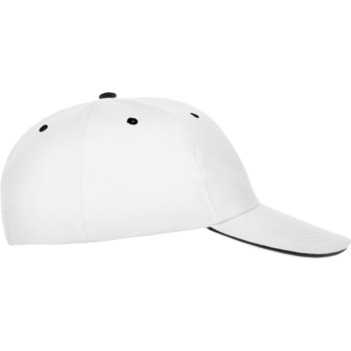 Gorra de algodón de 6 paneles con cierre de velcro trasero color blanco vista detalle 2