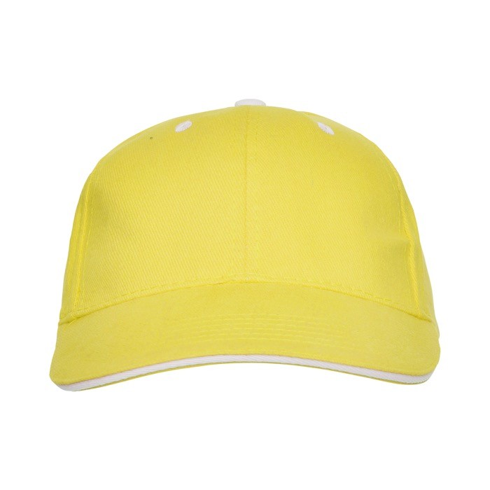 Gorra de algodón de 6 paneles con cierre de velcro trasero color amarillo segunda vista