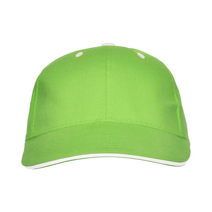 Gorra de algodón de 6 paneles con cierre de velcro trasero color verde claro segunda vista