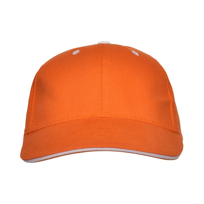 Gorra de algodón de 6 paneles con cierre de velcro trasero color naranja segunda vista