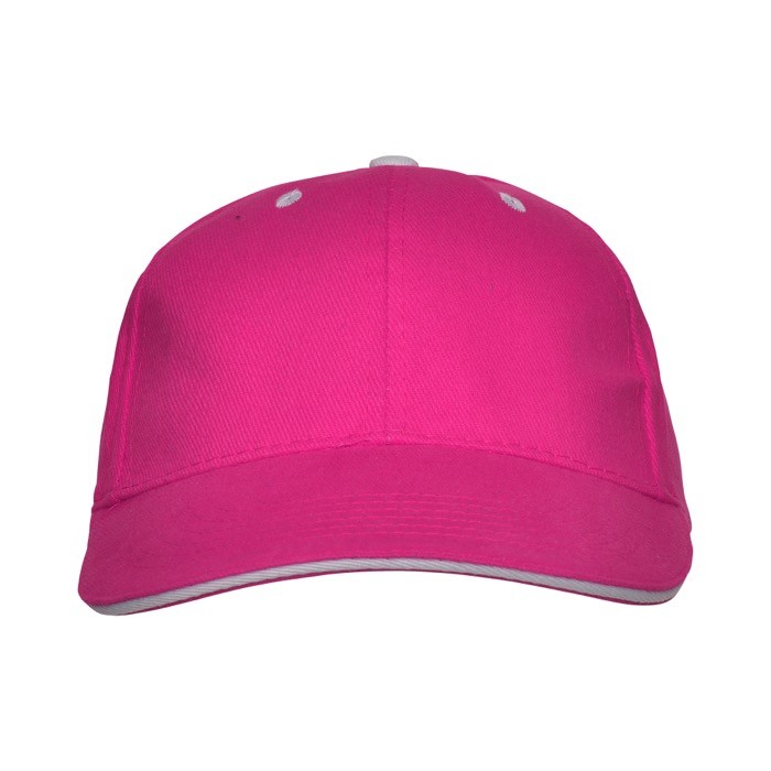 Gorra de algodón de 6 paneles con cierre de velcro trasero color fucsia segunda vista