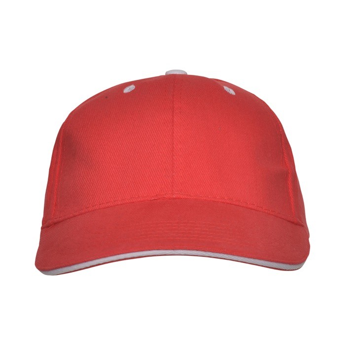 Gorra de algodón de 6 paneles con cierre de velcro trasero color rojo segunda vista