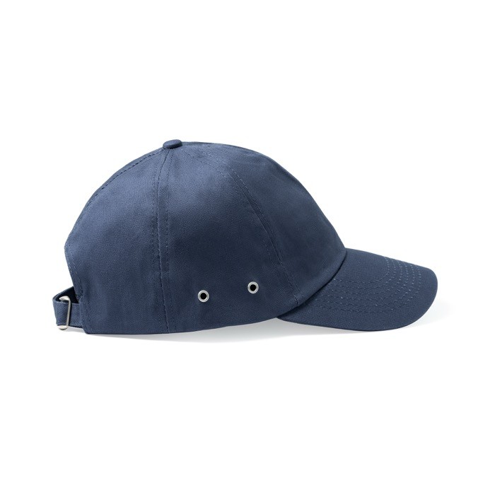 Gorra estilo casual con 6 paneles y ojales metálicos laterales color marrón grisáceo vista detalle 2