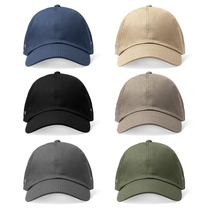 Gorra estilo casual con 6 paneles y ojales metálicos laterales color marrón grisáceo vista detalle 5