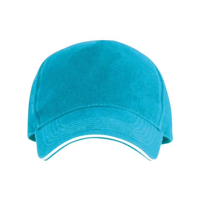 Gorra de 5 paneles con visera a contraste de algodón 170 g/m2 color turquesa segunda vista